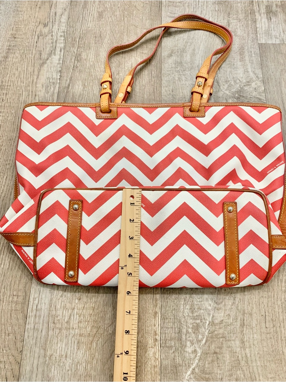 Dooney & Bourke Red Chevron Zip-Top Tote - Picture 13 of 14